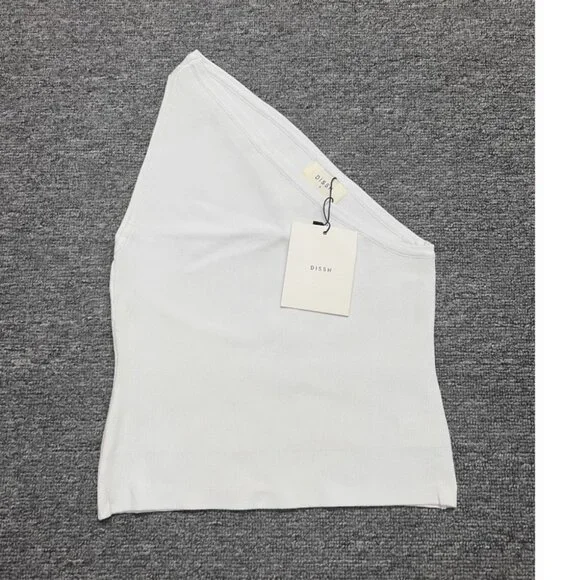 NWT DISSH One Shoulder Mosman Knit Top XS/S/M White Ivory Quiet Lux